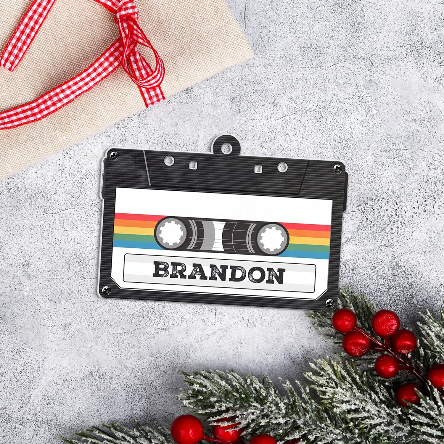 AOVL Custom Cassette Ornament Cassette Tape Unique Christmas Ornaments Cassette Case Christmas Ornament Cassette Tape Ornaments for Christmas Cassette Gift Xmas (CSS4)