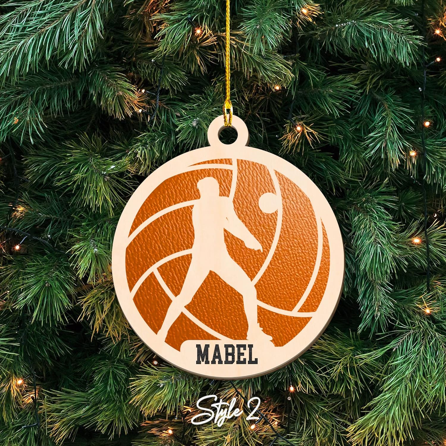 Personalized Name Female Volleyball Ornament for Chrismas 2022, Wood Volleyball Ornaments for Christmas Tree, Volleyball Ornaments for Women, Girl Christmas Tree Hanging Ornament Decorations, Red