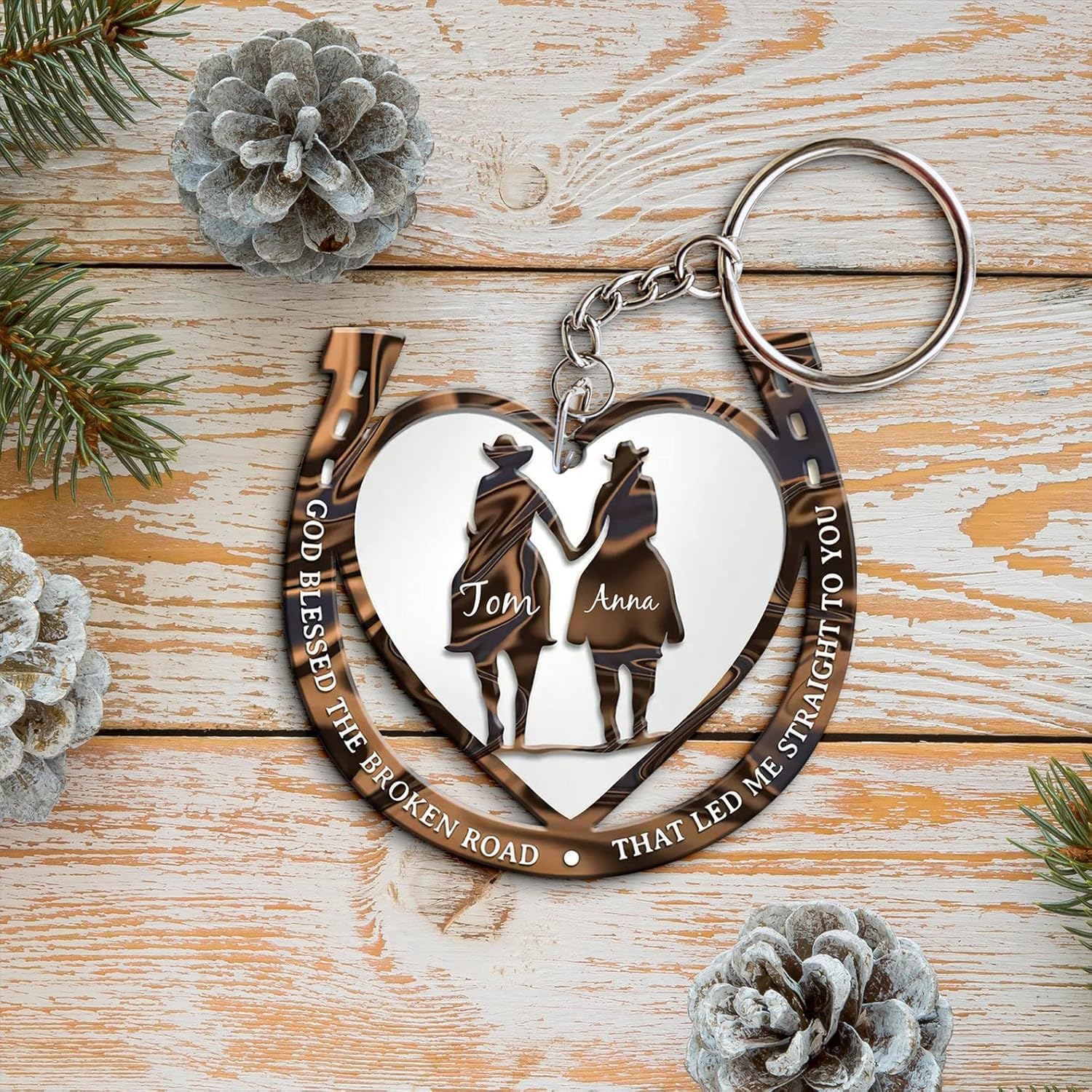 Artparel Personalized Cowboy Couple Ornament, Western Horseshoe Couple Custom Christmas Ornament, Western Horseshoe Couple Ornament, Gift for Couple Cowboy, Horse Lovers Keepsake