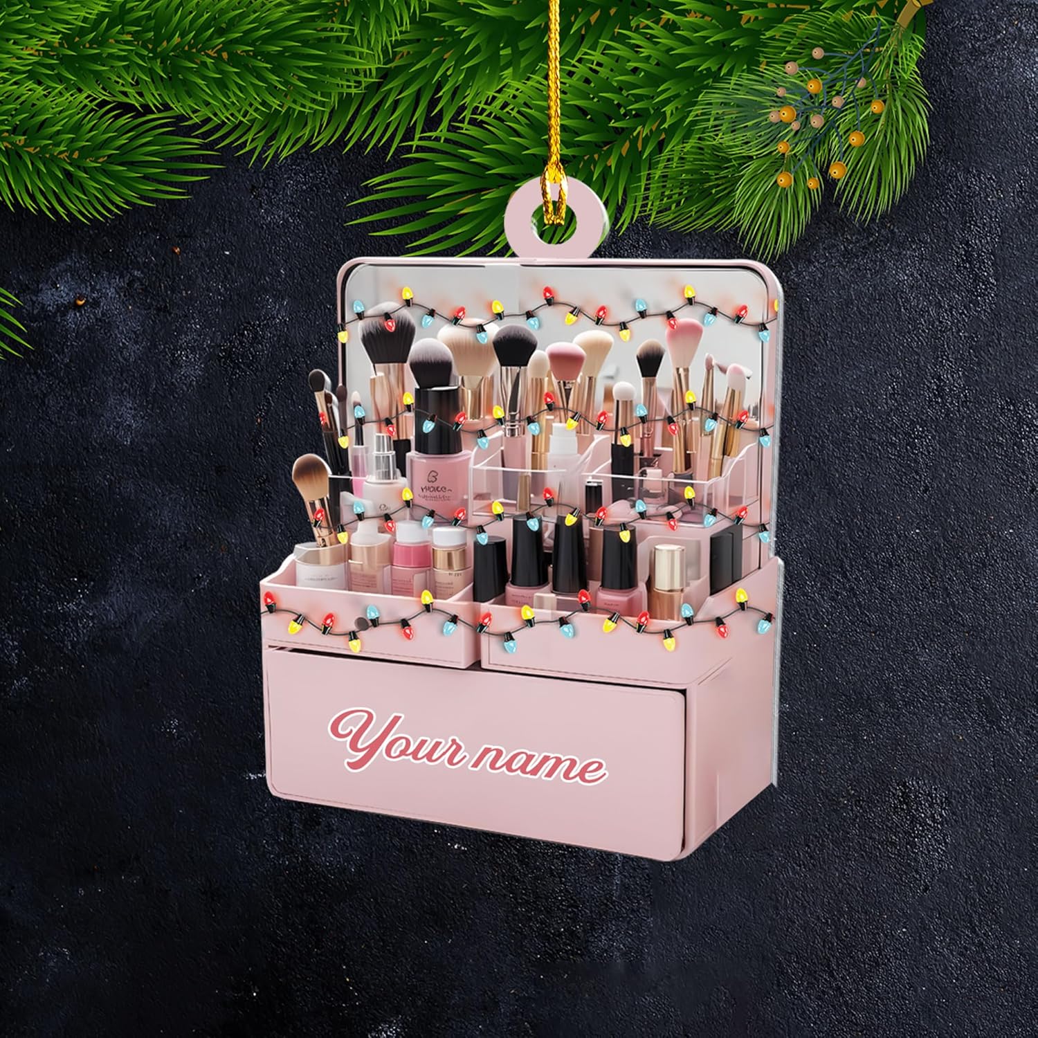 Mostefy Personalized Make Up Ornament 2024, Makeup Tool Ornaments for Christmas, Skin Care Ornament, Makeup Christmas Ornament 2D Flat Ornaments, Make Up Ornament Gift for Xmas (Style 7)