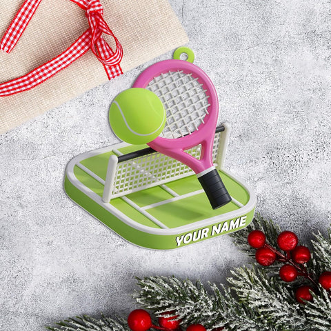 Personalized Tennis Ornament, Customized Tennis Player Christmas Acrylic Flat Ornament, Gifts for Tennis Lovers, Tennis Player, Tennis Christmas Ornament, Christmas Tree Decor (Style 12)