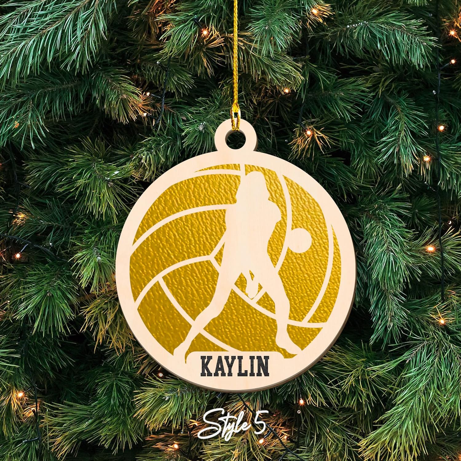 Personalized Name Female Volleyball Ornament for Chrismas 2022, Wood Volleyball Ornaments for Christmas Tree, Volleyball Ornaments for Women, Girl Christmas Tree Hanging Ornament Decorations, Red