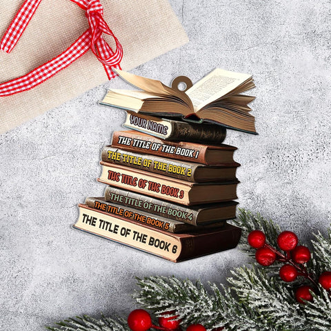 Personalized Book Title & Name, Customized Ornament Tree Gifts for Book Reading Lover Teacher Librarian School Librarian Assistant, Book Tree Ornament, Book Lover's Tree Ornament (Acrylic, Style 11)