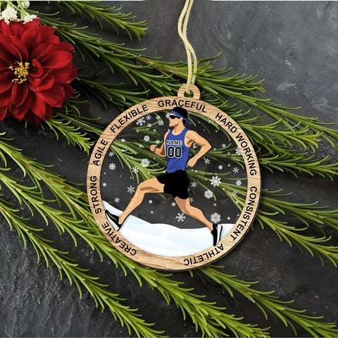 Artparel Custom Runner Ornament 2024 Track and Field Ornament Custom Marathon Ornament Running Christmas Ornament Gift for Runner Running Man Running Lovers Running Ornaments for Xmas (RN7)