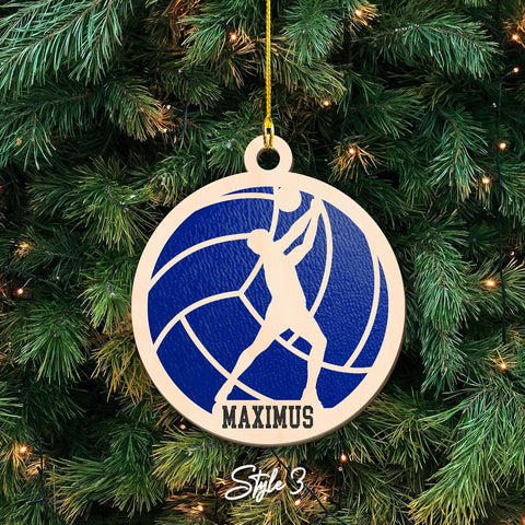 Personalized Name Male Volleyball Ornament for Chrismas 2022, Custom Wood Volleyball Ornaments for Christmas Tree, Volleyball Ornaments, Boy Christmas Pine Tree Hanging Ornament Decorations, Red