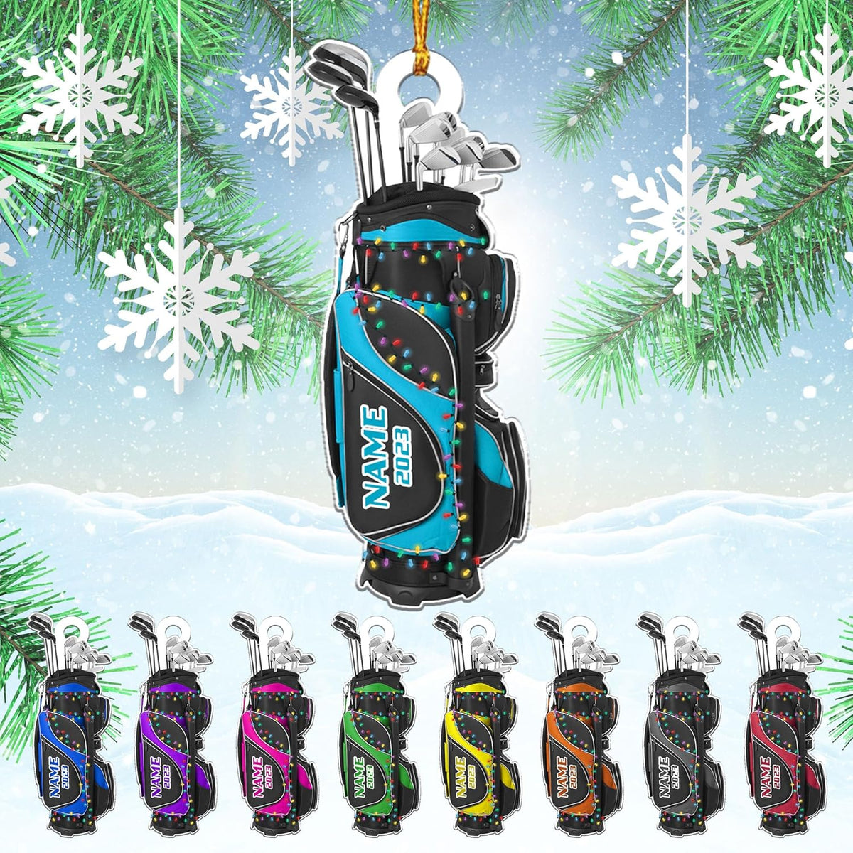 Suseaz Personalized Golf Ornament Golf Clubs Ornament Golfer Gift Xmas Golf Bag Ornament Golf Team Ornaments Golfer Christmas Ornament 2023 Golf Christmas Tree Decor Golf Gifts (Golf 10)