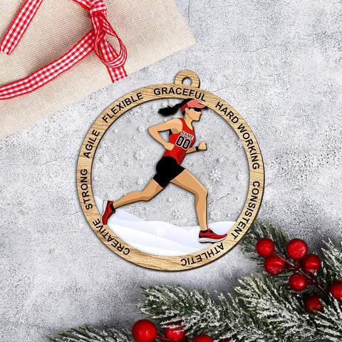 Artparel Custom Runner Ornament 2024 Track and Field Ornament Custom Marathon Ornament Running Christmas Ornament Gift for Runner Running Man Running Lovers Running Ornaments for Xmas (RN9)