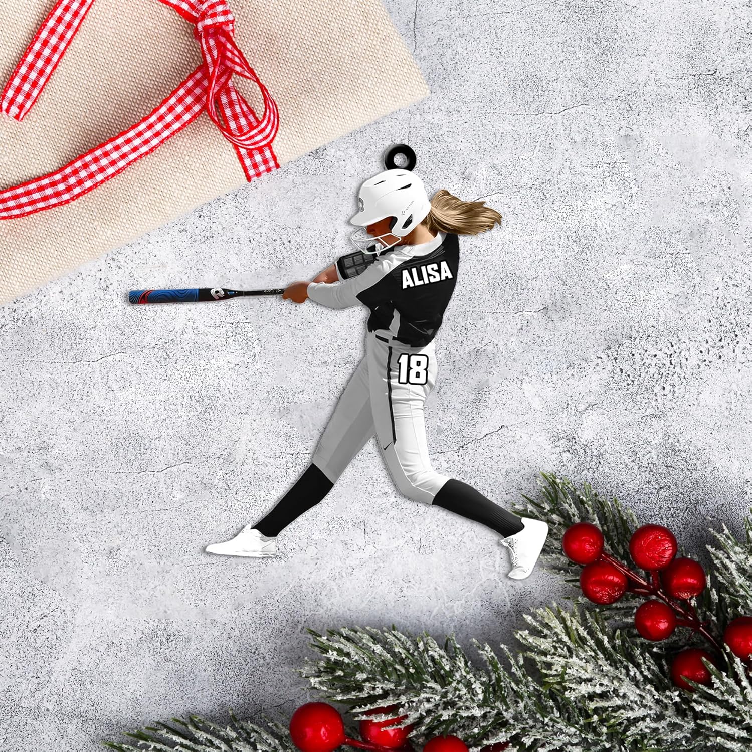 Artparel Personalized Softball Ornament Christmas Tree Decoration Custom Softball Christmas Ornament 2D Shape Flat Softball Lover Gifts Beginner Softball Players Ornament Gift (Softball 9)