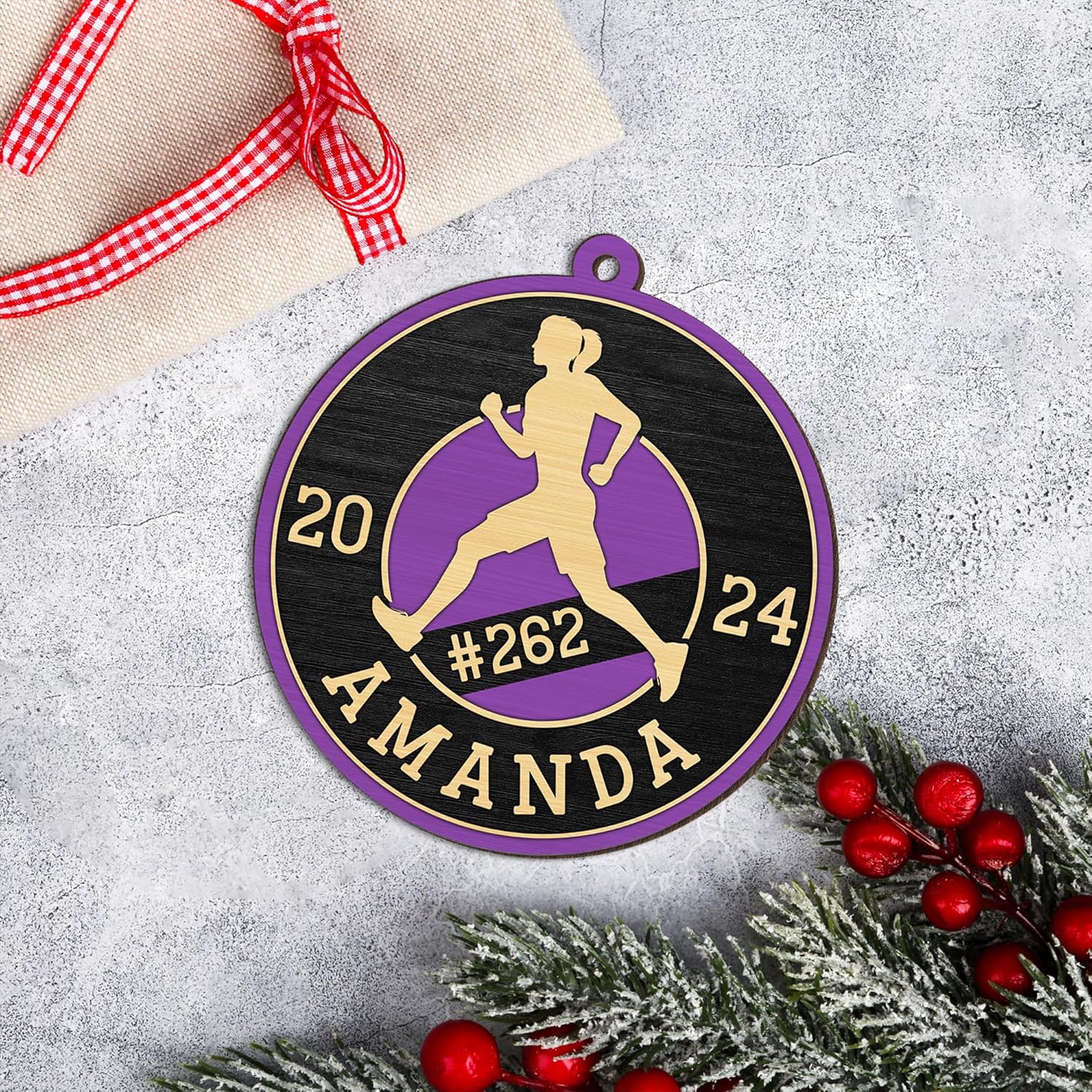 Artparel Custom Runner Ornament 2024 Track and Field Ornament Custom Marathon Ornament Running Christmas Ornament Gift for Runner Running Man Running Lovers Running Ornaments for Xmas (RN16)