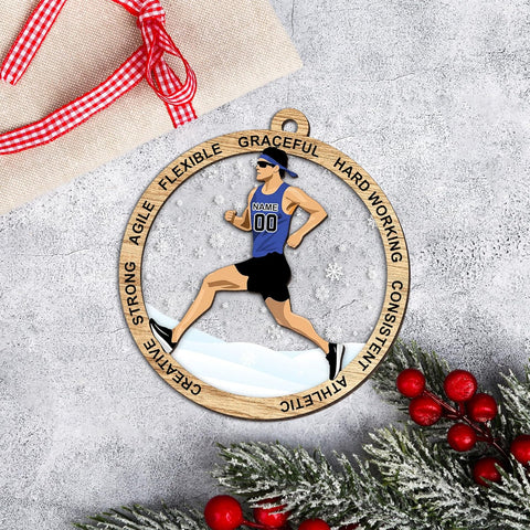 Artparel Custom Runner Ornament 2024 Track and Field Ornament Custom Marathon Ornament Running Christmas Ornament Gift for Runner Running Man Running Lovers Running Ornaments for Xmas (RN7)