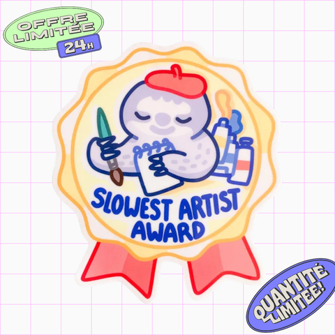 Slowest Artist Award Sticker Funny Sloth Artist Design Sticker for Laptop, Water Bottle, Painter Humor
