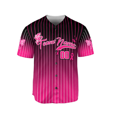 Custom Name Number Team Name Breast Cancer Baseball Jersey, Breast Cancer Survivor Pride unisex shirt for women men