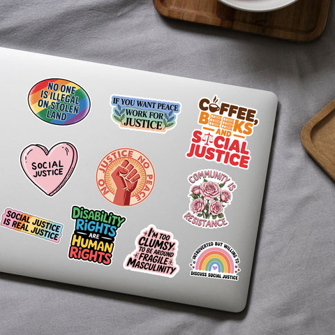 (10PCS) social Justice StickerS 3IN, Black Rights and Women's Rights & Equality Sticker, Social Worker Gifts for Laptops Water Bottles Journals