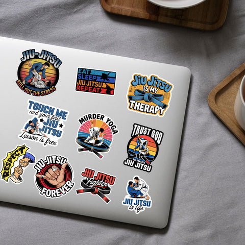 10PCS jiu Jitsu Stickers 3in, Sport Aesthetic Vinyl Waterproof Sticker for Water Bottle Laptop Skateboard Scrapbooking, Decor for Kids Teens Adults for Party Supply