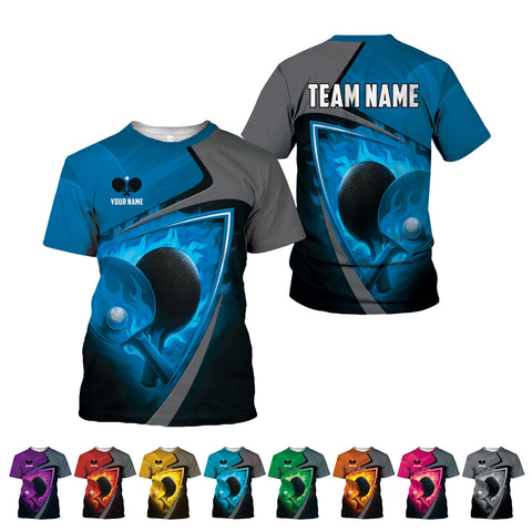 Personalized 3D Table Tennis T Shirt with Name, Custom Table Tennis Shirts for Team, Men Women unisex 3D shirt