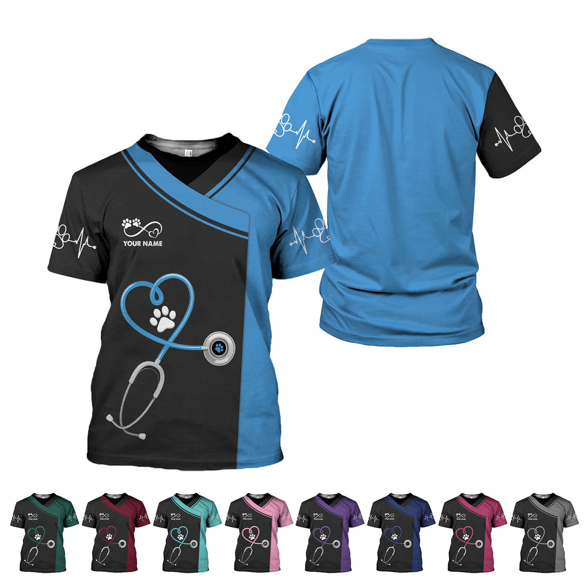 Personalized Dog Grooming 3D T-Shirt, Cute Pet Grooming Summer Uniform Tee Shirt for Women