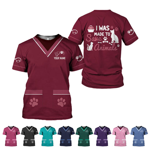 Custom Name Dog Grooming 3D T-Shirt, Pet Grooming Uniform T Shirt for Women Men