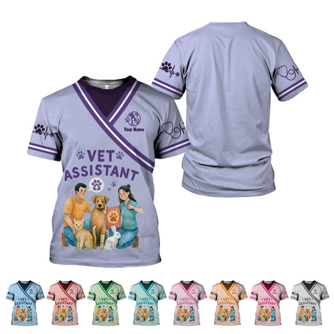 Custom Name Dog Grooming 3D Shirt, Pet Grooming Uniformt unisex T Shir for Women Men