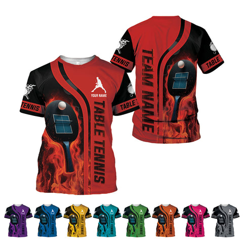 Personalized Name Team's Name Table Tennis Shirt 3D, Table Tennis Shirts, Funny Shirts for Team, Men Women unisex 3D shirt