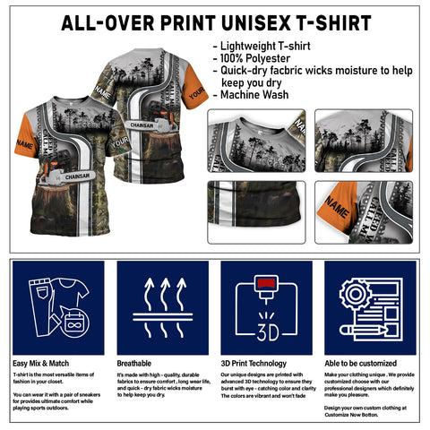 Custom Name Logger 3D Shirt, Arborist gift shirt for men women, Short Sleeve unisex Tee Casual Wear