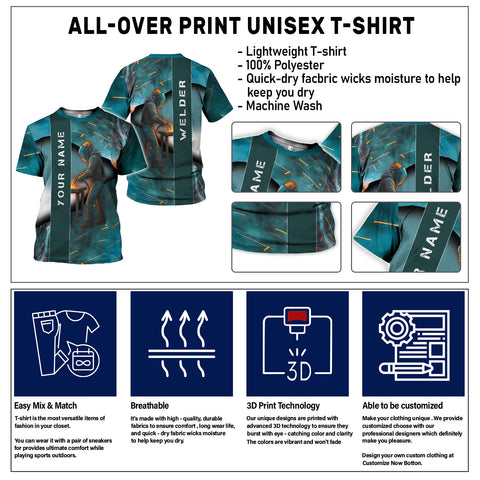 Custom Name Welder 3D Shirt, Welding 3D All Printed Shirt, Welder Shirt for Man, Welder Gift