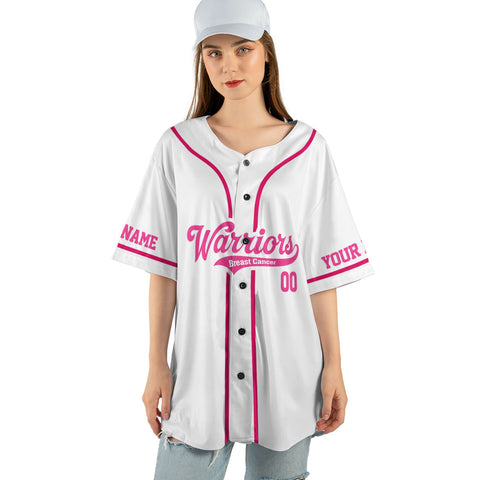 Custom Name Number Breast Cancer Jersey, Strike out Breast Cancer Jersey, Baseball Breast Cancer Survivor Pride Jersey