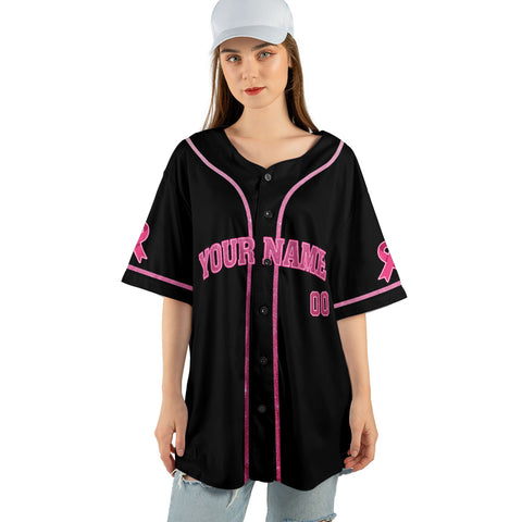 Personalized Name Number Breast Cancer Baseball Jersey, Breast Cancer Survivor Pride Jersey