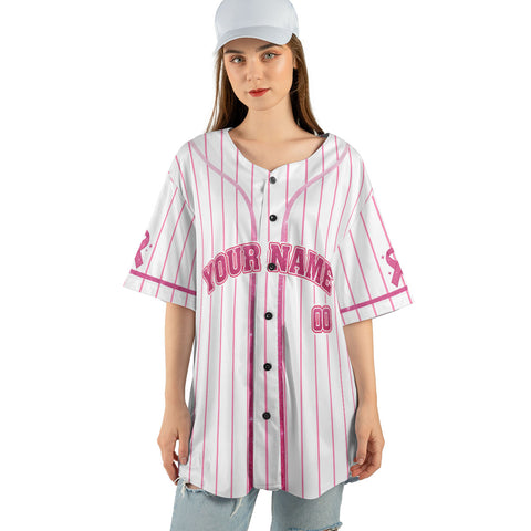 Personalized Christian Breast Cancer Baseball Jersey, Custom Name Number Breast Cancer Survivor Pride Jersey