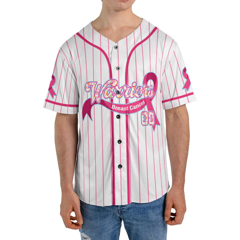 Personalized Breast Cancer Jersey with Name Number, Pink Ribbon Awareness Jersey Shirt, Baseball Breast Cancer Survivor Pride Jersey