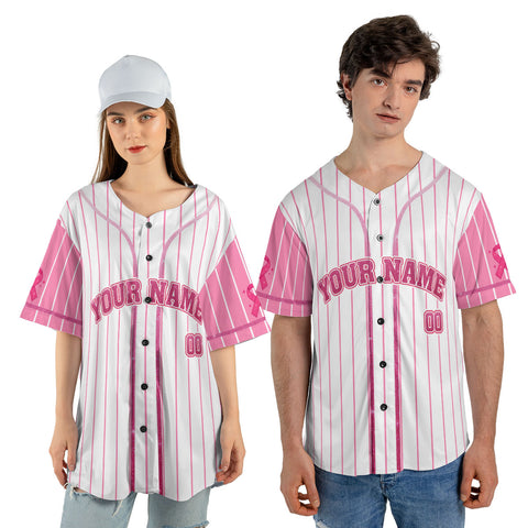 Personalized Bible Verse Breast Cancer Baseball Jersey, Custom Name Number Breast Cancer Survivor Pride Jersey