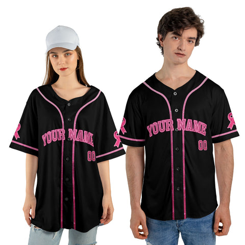 Personalized Name Number Breast Cancer Baseball Jersey, Breast Cancer Survivor Pride Jersey