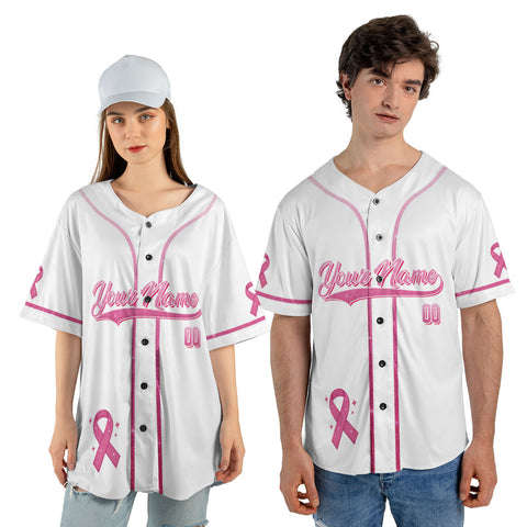 Personalized Breast Cancer Baseball Jersey, Custom Name Number Breast Cancer Survivor Pride Jersey