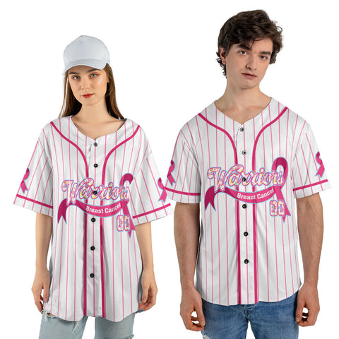 Personalized Breast Cancer Jersey with Name Number, Pink Ribbon Awareness Jersey Shirt, Baseball Breast Cancer Survivor Pride Jersey