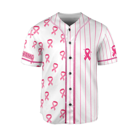 Personalized Name Breast Cancer Baseball Jersey for Women, Custom Breast Cancer Survivor Pride Jersey, Gift for Her