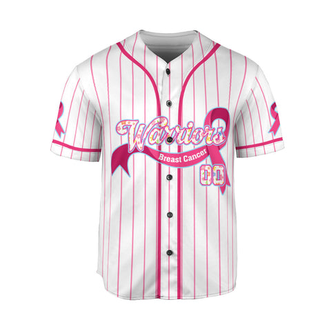 Personalized Breast Cancer Jersey with Name Number, Pink Ribbon Awareness Jersey Shirt, Baseball Breast Cancer Survivor Pride Jersey