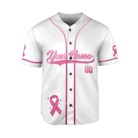 Personalized Breast Cancer Baseball Jersey, Custom Name Number Breast Cancer Survivor Pride Jersey