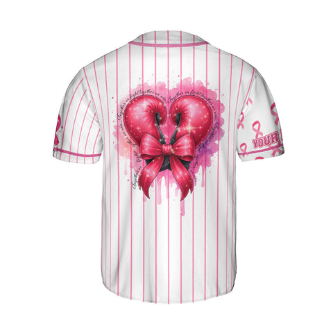 Personalized Name Breast Cancer Baseball Jersey for Women, Custom Breast Cancer Survivor Pride Jersey, Gift for Her