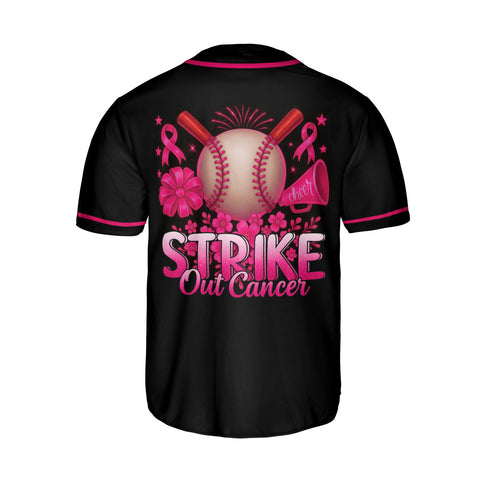 Personalized Name Breast Cancer Jersey, Strike out cancer Jersey, Baseball Breast Cancer Survivor Pride Jersey