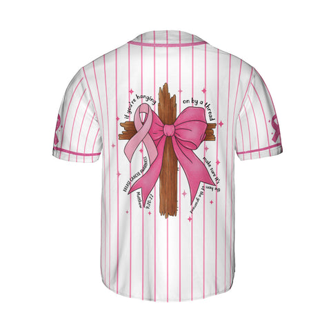 Personalized Christian Breast Cancer Baseball Jersey, Custom Name Number Breast Cancer Survivor Pride Jersey
