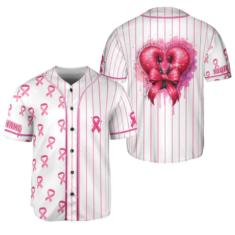 Personalized Name Breast Cancer Baseball Jersey for Women, Custom Breast Cancer Survivor Pride Jersey, Gift for Her