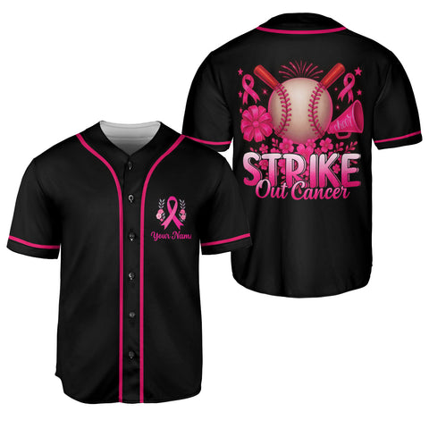 Personalized Name Breast Cancer Jersey, Strike out cancer Jersey, Baseball Breast Cancer Survivor Pride Jersey