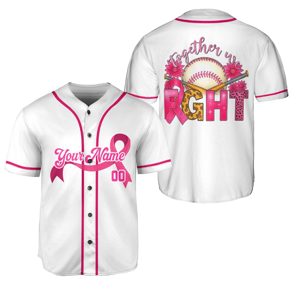 Personalized Name Breast Cancer Jersey, Together we Fight Jersey, Baseball Breast Cancer Survivor Pride Jersey
