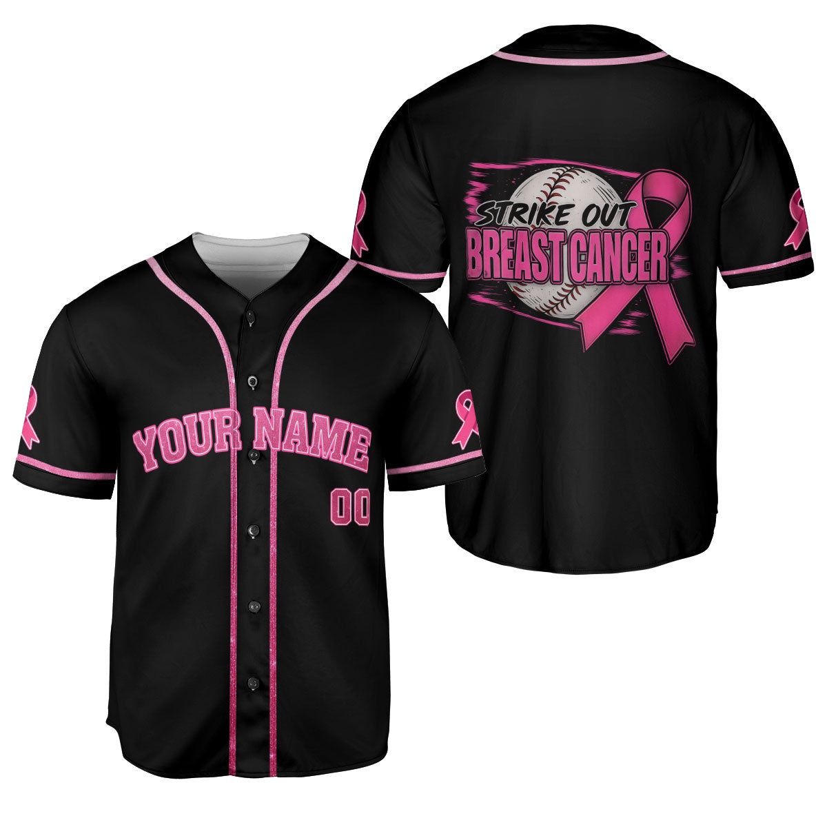 Personalized Name Number Breast Cancer Baseball Jersey, Breast Cancer Survivor Pride Jersey