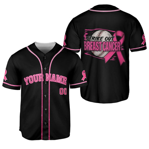 Personalized Name Number Breast Cancer Baseball Jersey, Breast Cancer Survivor Pride Jersey
