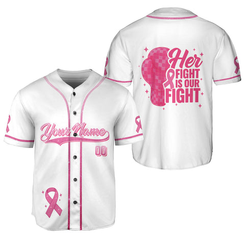 Personalized Breast Cancer Baseball Jersey, Custom Name Number Breast Cancer Survivor Pride Jersey