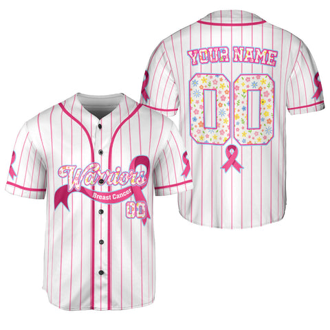 Personalized Breast Cancer Jersey with Name Number, Pink Ribbon Awareness Jersey Shirt, Baseball Breast Cancer Survivor Pride Jersey