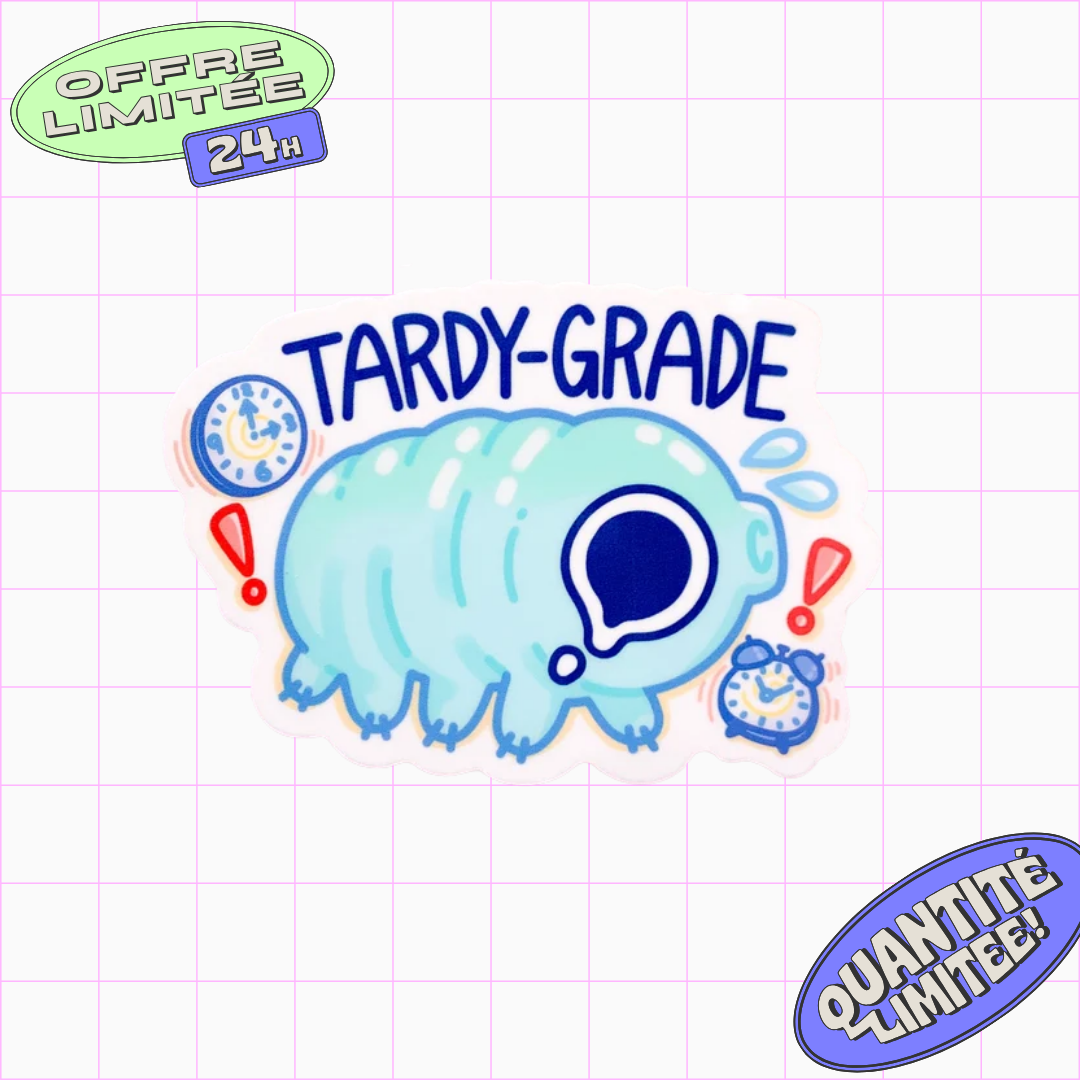 Tardy-Grade Sticker Funny Tardigrade Creature Design Cute Water Bear Science Humor Sticker for Laptop, Water Bottle