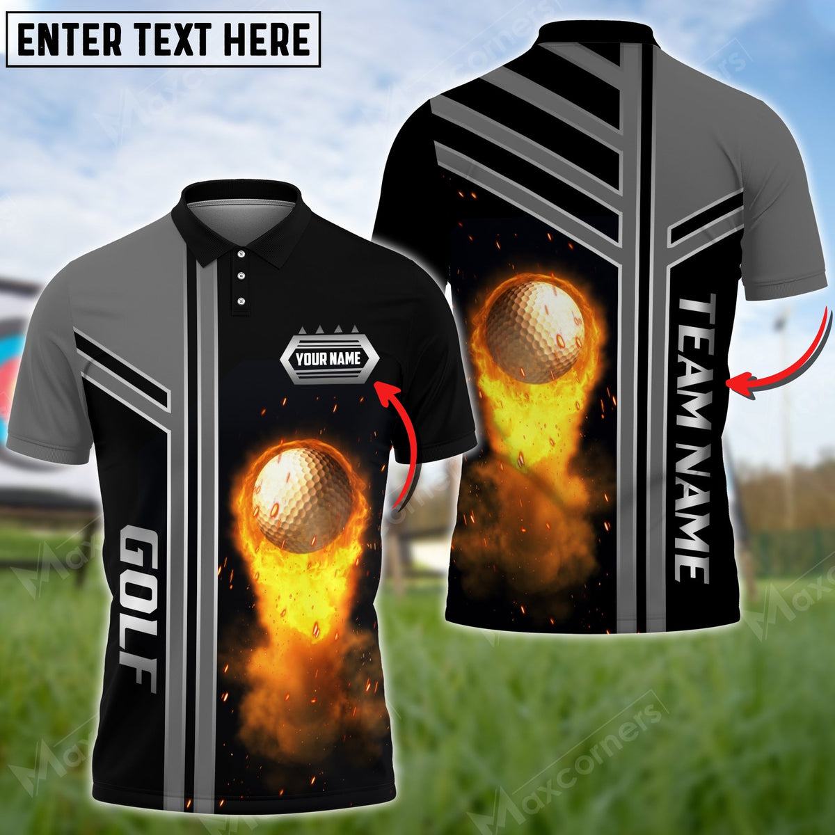 Mostprints Customized Name Live Galaxy Fire Golf Ball Multicolor Sport Jersey Pattern Custom 3D Polo Shirt ( 4 Colors )