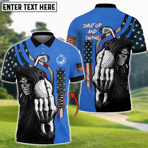 Mostprints Shut Up And Swing Reaper Golf Lover Multicolor Option Customized Name 3D Shirt ( 4 Colors )