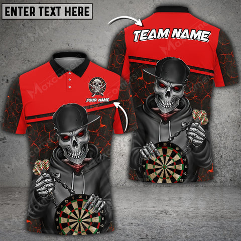 Mostprints Darts Skull Magma Pattern Color Options Personalized Name, Team Name Unisex 3D Shirt (4 Colors)